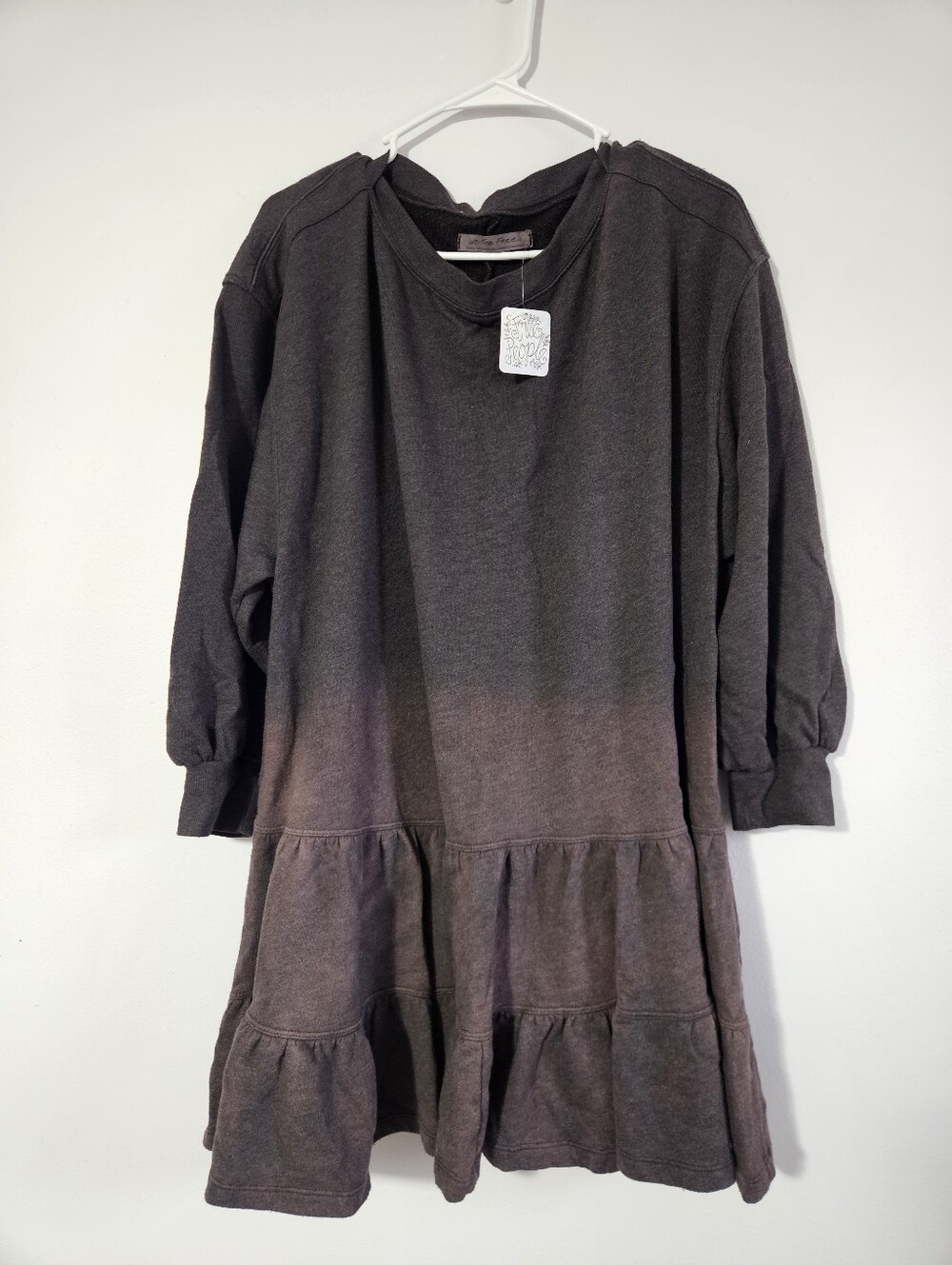 We The Free Chocolate Sunny Side Tiered Oversized Dress Women's Size S NWT!